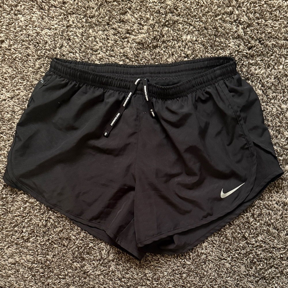 Nike Women’s Black Athletic Running Shorts with White Swoosh medium like new